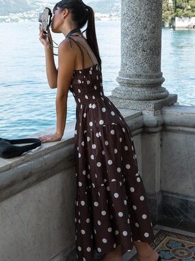 Kivari brown mocha polkadot cotton Harper dress